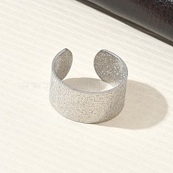 テクスチャ加工を施した304ステンレススチール製カフオープンリング  ステンレス鋼色  10mm  usサイズ7 1/4(17.5mm)&nbsp;RJEW-D357-03P