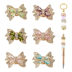 6Pcs 6 Colors Brass Rhinestone Beads&nbsp;KK-TA0009-14