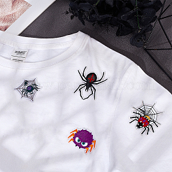 8Pcs 4 Styles Halloween Spider & Spider Web Polyester Computerized Embroidery Sew on Cloth Patches&nbsp;DIY-WR0003-65