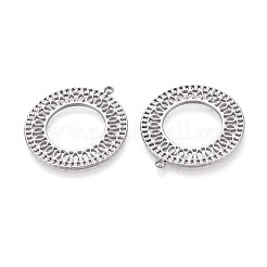 304ステンレススチール中空ペンダント  ラウンドリングチャーム  変色防止  ステンレス鋼色  33x30x1.5mm  穴：1.5mm&nbsp;STAS-T064-72P