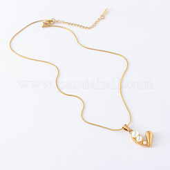 3Pcs French Vintage Stainless Steel Pave Imitation Pearl Heart Pendant Necklaces for Women&nbsp;TO4650