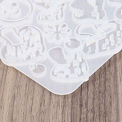 イースター DIY ペンダント モールド  シリコーン鋳造金型  UVレジン用  エポキシ樹脂工芸品作り  キノコ  ホワイト  129.5x119x5mm  穴：1.5mm&nbsp;AJEW-U023-02B
