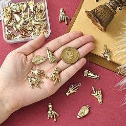 30pcs5スタイルアロイラインストーンペンダント  合金ペンダント  混合図形  ゴールドカラー  25~29x7~18x2~4.5mm  穴：1.4~2mm  6個/スタイル&nbsp;FIND-CJ0002-42