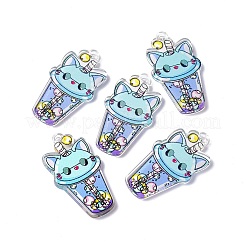 透明プリントアクリルパーツ  ミルクティー  ライトブルー  42x22.5x3mm  穴：2.6mm&nbsp;LS-TACR-G042-01E