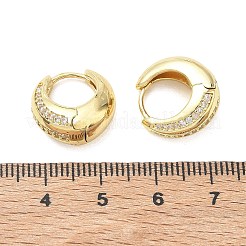 真鍮製マイクロパヴェキュービックジルコニアフープピアス  ラウンド  カドミウムフリー＆鉛フリー  ラックめっき  長持ちメッキ  18KGP本金メッキ  15x15.5x7mm&nbsp;KK-CBA30C7-19G