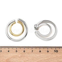 ツートンカラーの304ステンレススチールスタッドピアス  2層リング  ゴールデン·ステンレス鋼色  30mm&nbsp;EJEW-G468-05GP