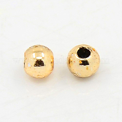 メッキプラスチックアクリルラウンドビーズ  ライトゴールドメッキ  6mm  穴：1mm  約4500個/ポンド&nbsp;PACR-L003-6mm-KC