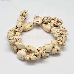 染められたナゲット天然マグネサイトビーズ連売り  ベージュ  11~17x10~17mm  穴：1mm  約15.7インチ&nbsp;G-M139-01-A