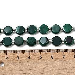 天然石マラカイトビーズ連売り  フラットラウンド  9~9.5x4~5mm  穴：0.8mm  約35個/連  14.96インチ（38cm）&nbsp;G-L630-D01-10mm