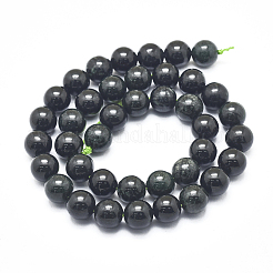 Natura Myanmar Black Jade Beads Strands&nbsp;G-D0001-06-10mm