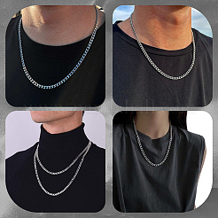 1Pc 304 Stainless Steel Cuban Link Chain Necklaces for Men Women&nbsp;NJEW-BM0001-08E