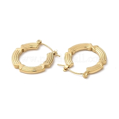 ラックメッキ 304 ステンレスフープピアス 女性用  ドーナツ  18KGP本金メッキ  24.5x23x2.5mm&nbsp;EJEW-Z026-34G