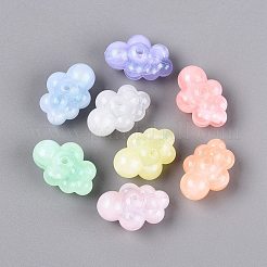 光沢のあるツートンカラーの透明アクリルビーズ  雲  暗闇で光る  グリッターパウダー付き  ミックスカラー  13x25x17mm  穴：2mm  約210個/500g&nbsp;OACR-Q199-42
