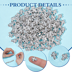 150 個のチベットスタイル亜鉛合金ビーズ  クロス  アンティークシルバー  10x8x3mm  穴：2mm&nbsp;TIBEB-ME0001-02
