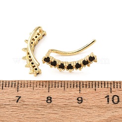 Brass Pave Cubic Zirconia Stud Crawler Earrings&nbsp;KK-CBAA351-22G-02