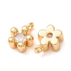 Brass Micro Pave Clear Cubic Zirconia Charms&nbsp;CU-K002-28G-02