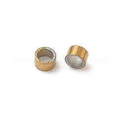 304ステンレススチールビーズ  コラム  イオンプレーティング（ip）  長持ちメッキ  ラックめっき  18KGP本金メッキ  1x2mm  穴：1.2mm&nbsp;STAS-P448-01E-G