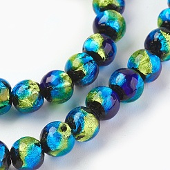 Handmade Silver Foil Glass Lampwork Beads&nbsp;LAMP-P051-G02-6mm