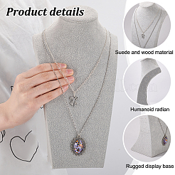 Fiberboard & Flannel Neckleces Display Stands&nbsp;ODIS-WH0061-38A