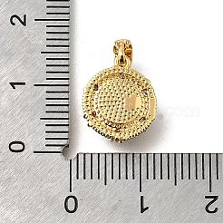 真鍮製マイクロパヴェキュービックジルコニアチャーム  虎石付き  ラウンド  18KGP本金メッキ  13x11x5.5mm  穴：5x3mm&nbsp;LS-KK-S517-03G