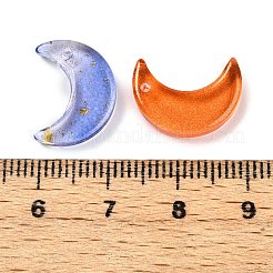 クリアガラスペンダント  ムーンチャーム  グリッターパウダー付き  グラデーションカラー  ミックスカラー  16x11.5x2.5~3mm  穴：1~1.2mm&nbsp;GLAA-N001-79