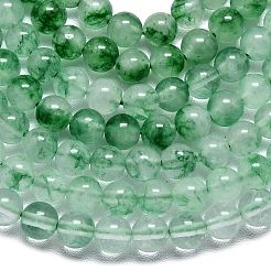 天然石マレーシアジェイドビーズ連売り  染め＆加熱  ラウンド  薄緑  6~6.5mm  穴：1mm  約60~62個/連  14.96インチ（38cm）&nbsp;G-L645-C01-6mm-14