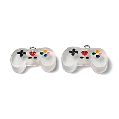 ルミナス透明レジンペンダント  ゲームコントローラーのチャーム  プラチナメッキ亜鉛合金ループ付き  透明  20x27.5x5.5mm  穴：1.8mm&nbsp;RESI-O013-01C