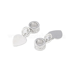 真鍮チャーム  鉛フリー＆カドミウムフリー  プラチナ  ハート  15mm  ペンダント：7.5x6mm  穴：2.5mm&nbsp;KK-A226-06C-P
