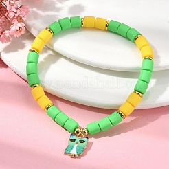 Polymer Clay Column Beaded Stretch Bracelets&nbsp;BJEW-JB09782-01