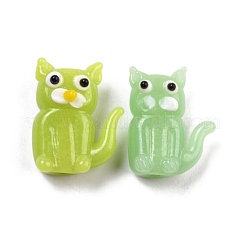 手作りランプワークビーズ  漫画のスタイル  猫  ミックスカラー  18~21x15~19x7~10mm  穴：2mm&nbsp;LAMP-I024-11