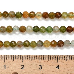 ナチュラルグリーントルマリンビーズ連売り  ラウンド  多面カット  4mm  穴：0.7mm  約95個/連  15.04''（38.2センチメートル）&nbsp;G-Z106-A06-4mm