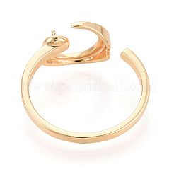 Moon Brass Micro Pave Clear Cubic Zirconia Cuff Ring Settings&nbsp;KK-T076-23G