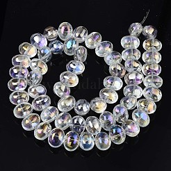 メッキガラスビーズ連売り  ABカラー  オーバル  クリアAB  10.5~11.5x14x10mm  穴：1mm  約57~59個/連  24.41インチ〜25.20インチ（62~64cm）&nbsp;X-EGLA-S188-22-B03