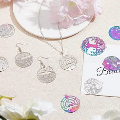48Pcs 12 Style 201 Stainless Steel Filigree Pendants&nbsp;STAS-UN0023-50