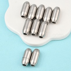 変色しにくい304ステンレススチールのマットな表面、接着端付きマグネット留め具  バレル  ステンレス鋼色  16x7mm  穴：3mm&nbsp;STAS-O042-A-24