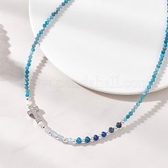 Natural Mixed Stone Faceted Round and Dyed Malaysia Jade & Pearl Beaded Necklaces with Brass Micro Pave Clear Cubic Zirconia Cross&nbsp;NJEW-JN05975