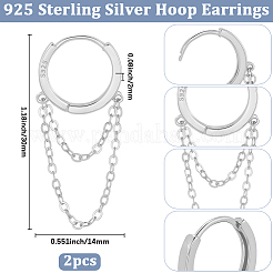 1 Pair 925 Sterling Silver Hoop Earrings&nbsp;EJEW-BBC0002-04P