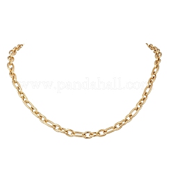 7mm 304ステンレススチールフィガロチェーン OTネックレス  ゴールドカラー  20.67インチ（52.5cm）&nbsp;NJEW-JN05706
