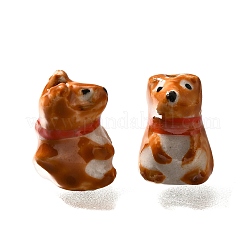 手作りの陶器ビーズ  手描きの陶器ビーズ  犬  シエナ  18.5~19.5x12~12.5x13~13.5mm  穴：1.6~1.8mm&nbsp;PORC-S002-10A