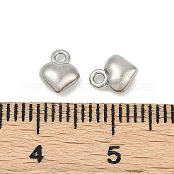 304ステンレススチールチャーム  ハートチャーム  変色防止  ステンレス鋼色  7x5.5x3mm  穴：1.2mm&nbsp;STAS-E500-08P