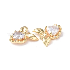 Brass Micro Pave Cubic Zirconia Pendants&nbsp;KK-I702-41G