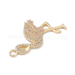Rack Plating Brass Micro Pave Clear Cubic Zirconia Bird Pendants&nbsp;KK-L155-67G