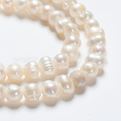 天然養殖淡水パールビーズ連売り  ナゲット  乳白色  5~6mm  穴：0.8mm  約62個/連  13.77インチ〜14.17インチ&nbsp;X-PEAR-L001-F-08