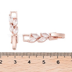 真鍮製折りたたみ式クラスプ  キュービックジルコニア付き  ネックレス & ブレスレット フォールド オーバー クラスプ エクステンダー  ローズゴールド  31mm&nbsp;ZIRC-WH0009-02RG