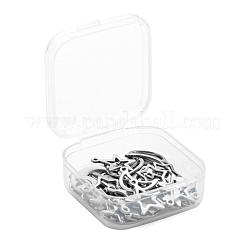 60個10スタイル304ステンレススチールペンダント  月＆星  ステンレス鋼色  6~17x6~12.5x0.7~1mm  穴：0.5~1.4mm  6個/スタイル&nbsp;STAS-FS0001-14P
