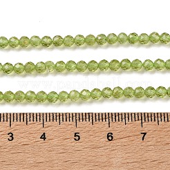 天然石ペリドットビーズ連売り  多面カット  ラウンド  3~3.5mm  穴：0.6mm  約111~113個/連  14.80''~14.96''（37.6~38センチメートル）&nbsp;G-P603-C-3mm-01