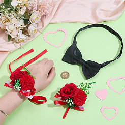 3Pcs 3 Styles Flower Polyester & Resin Wrist Corsage&nbsp;AJEW-PH0061-76