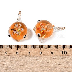手作りランプワークビーズ  フグ  オレンジ  16~17x27~28x19~21mm  穴：1.1mm&nbsp;LAMP-D305-02E