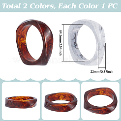 2色のアクリルバングル2個  正方形  ミックスカラー  内径：2-1/2インチ（6.45cm）  1pc /カラー&nbsp;BJEW-UN0001-81A