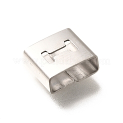 レタースタイル 304 ステンレススチール スクエアスライドチャーム  文字I  9x8x4mm  穴：3.5x8.5mm&nbsp;STAS-L132-03I